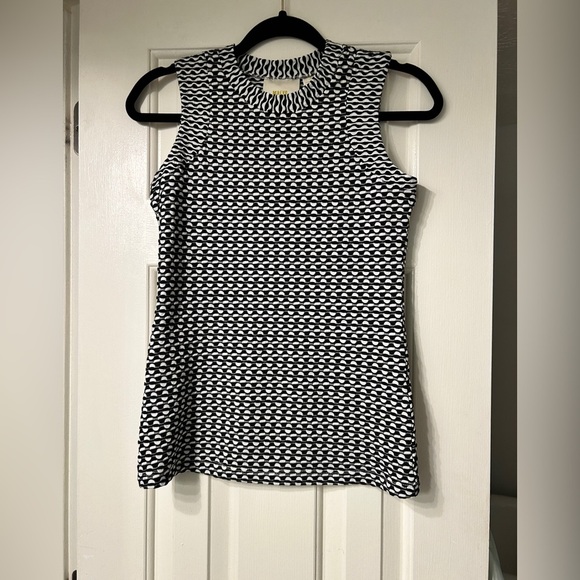 NWT Maeve Anthropologie Women's Sleeveless White Black Knit Geometric Blouse XS - Picture 2 of 7